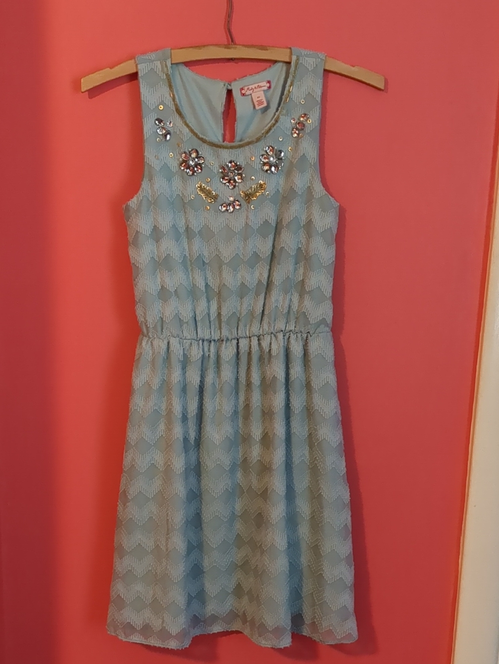 ruby & bloom Light Blue Bejeweled Sleeveless Girls' Dress